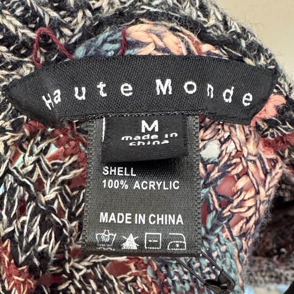 Haute Monde Multicolor Striped Fringe Cardigan Size M - Picture 7 of 16